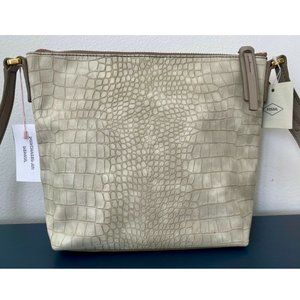 NWT Fossil Jori Crossbody Grey Croco Bag Shoulder